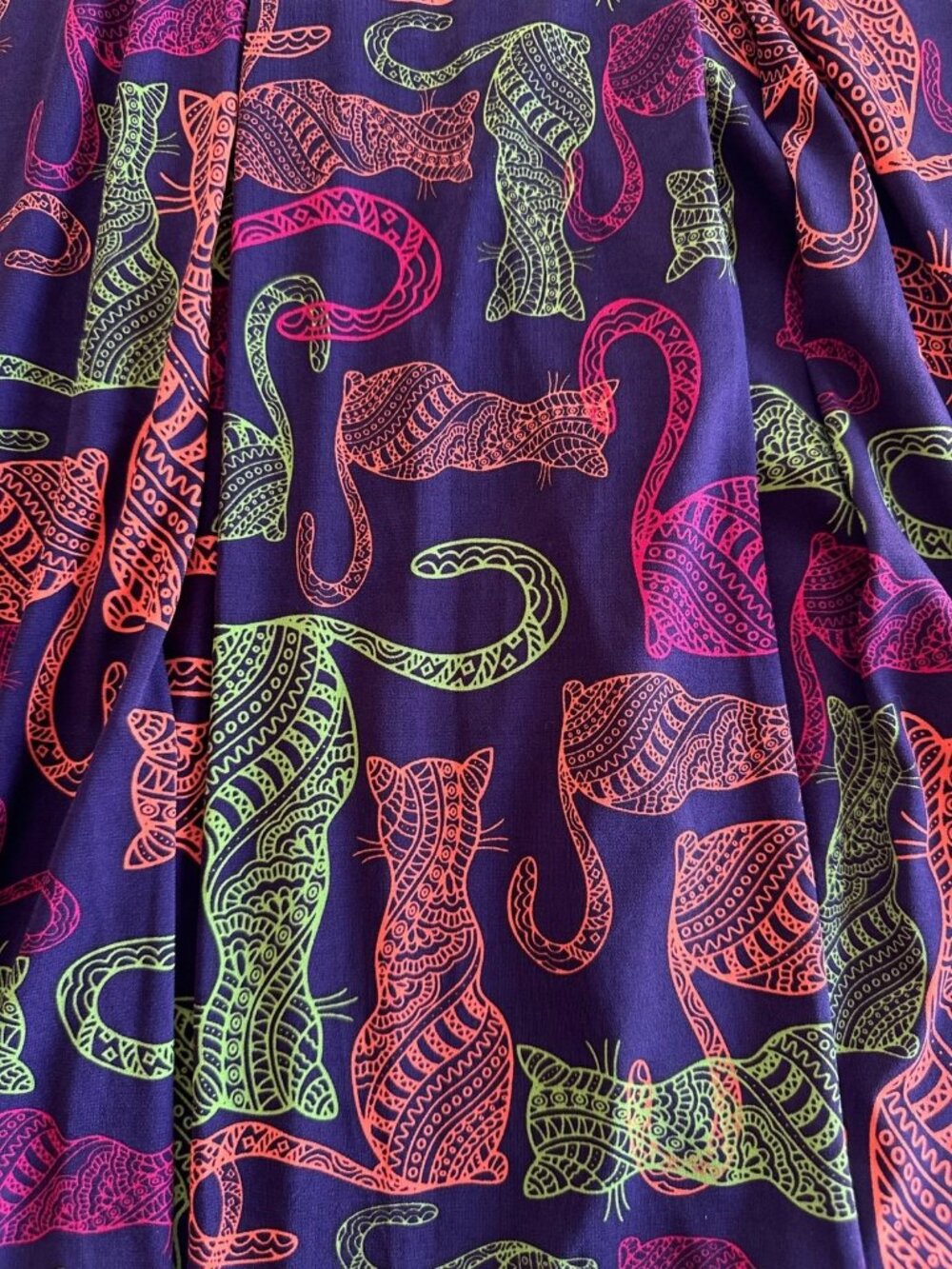 LULAROE LG Purple Multi-Colored Cats Pull-on Skirt NEW Cat Meow Funky - Picture 6 of 6
